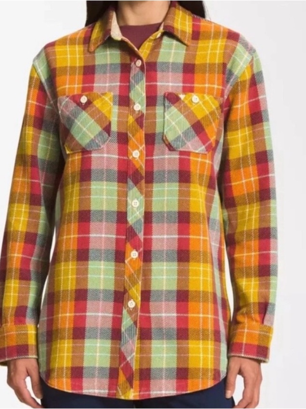 The North Face Women's Multicolor Plaid Button-Down Shirt Jacket XS